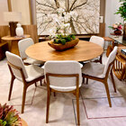 Cadeira Sala De Jantar Ram 47cm Madeira Maciça | Linho Azul -